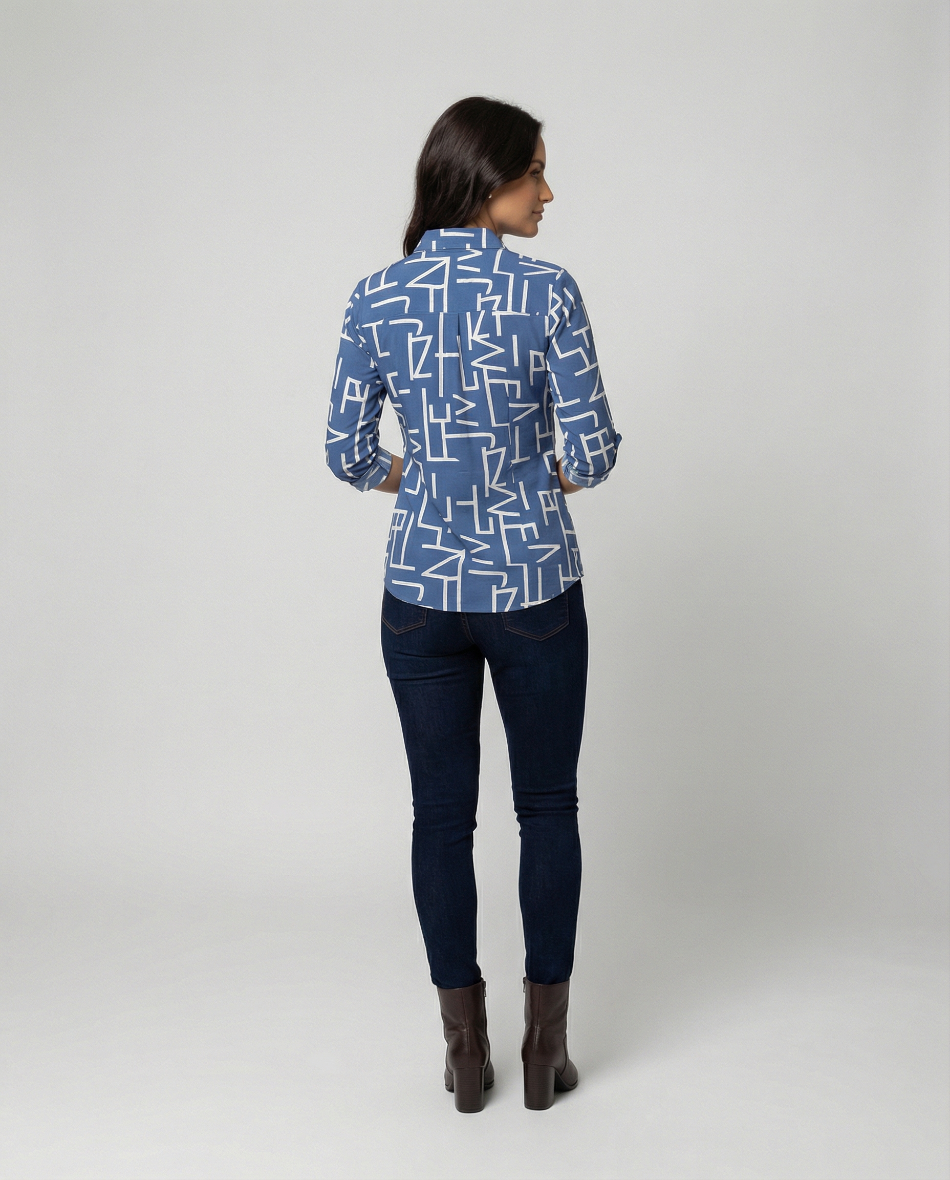 The Liora — Blue Script Shirt