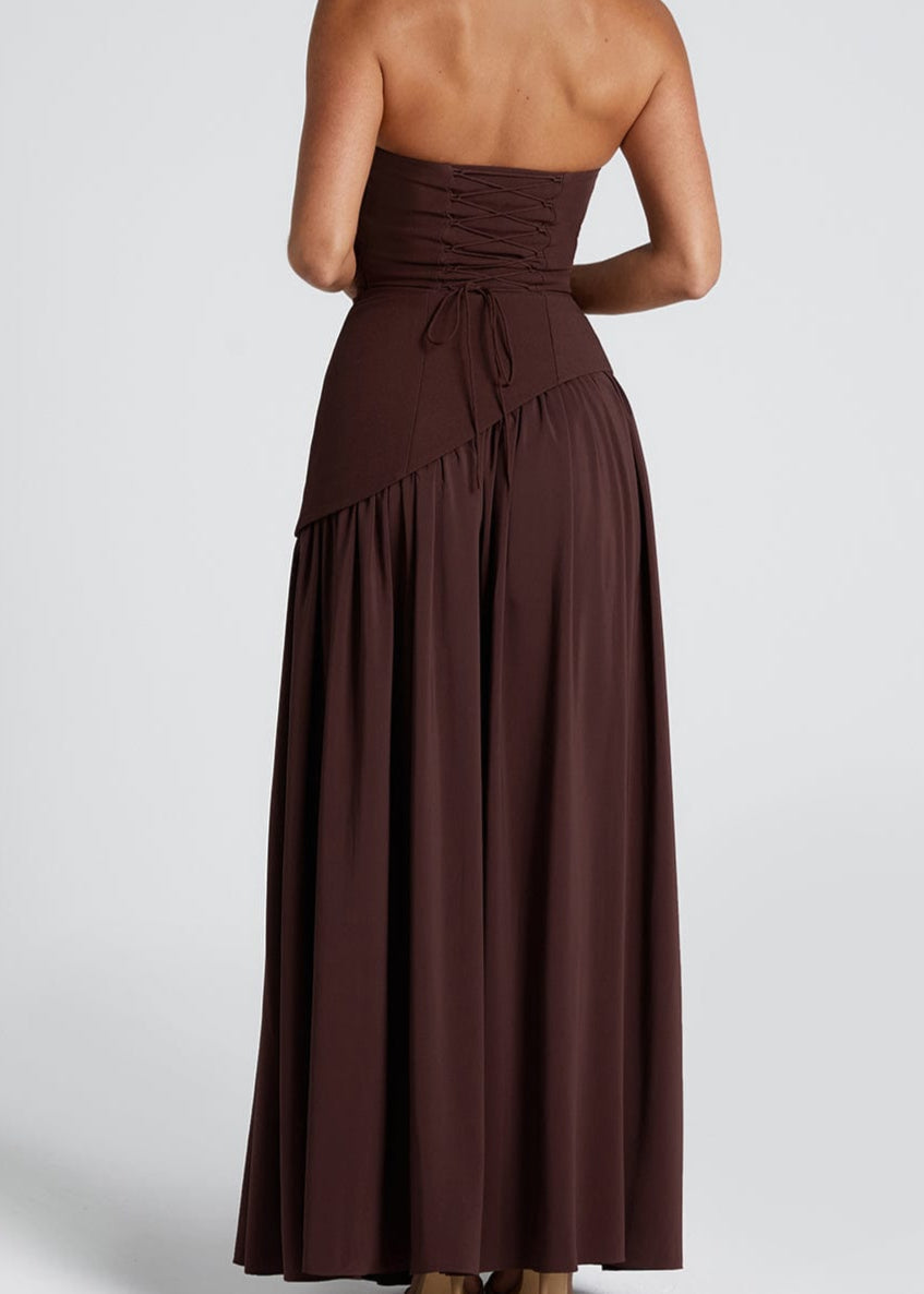 LINA | Robe longue bustier avec fente haute