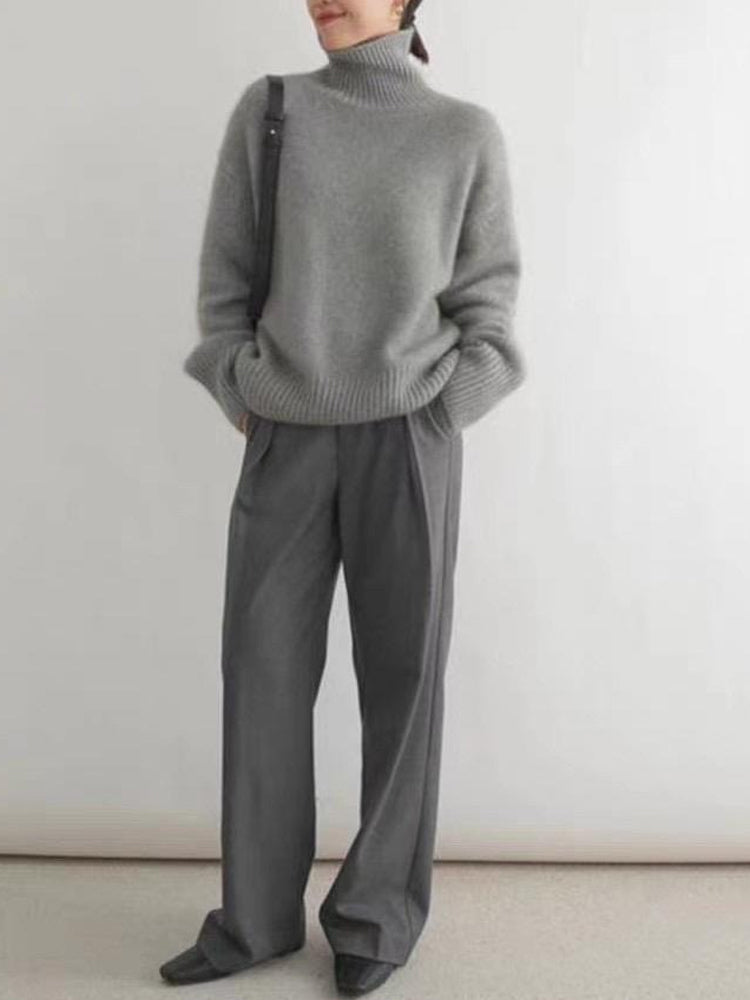 Olivera — Relaxed Turtleneck Knit in Sandstone
