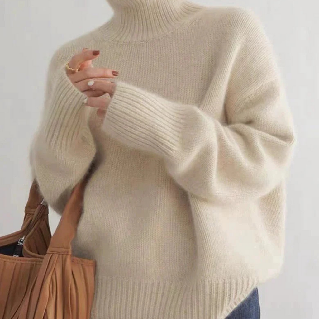 The Sanna — Soft Beige Turtleneck Knit