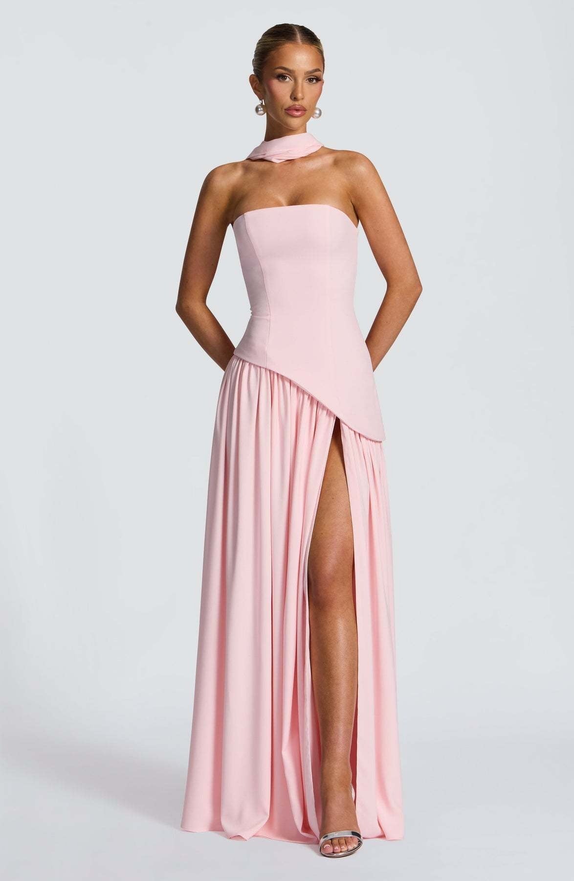 LINA | Robe longue bustier avec fente haute
