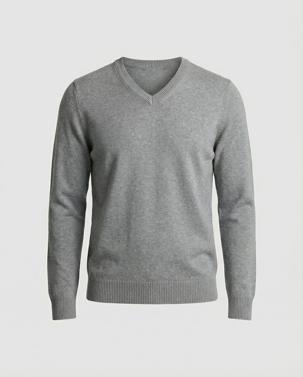 Elian V-Neck Knit — Light Gray