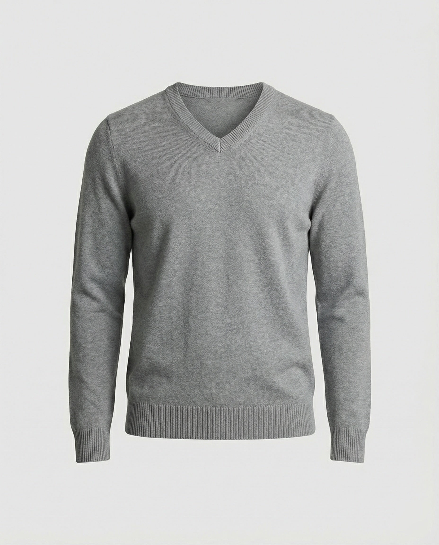 Elian V-Neck Knit — Light Gray