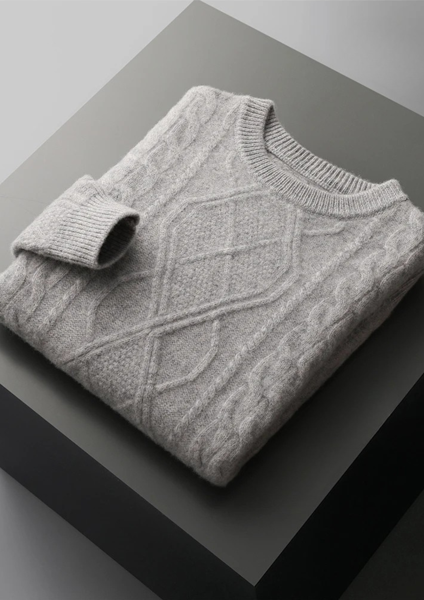Pull col rond d'hiver en laine mérinos extra-fine pure