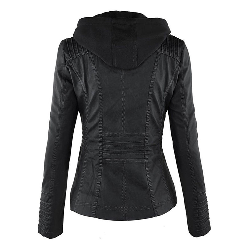 The Kaia — Weatherproof PU Hooded Jacket in Khaki