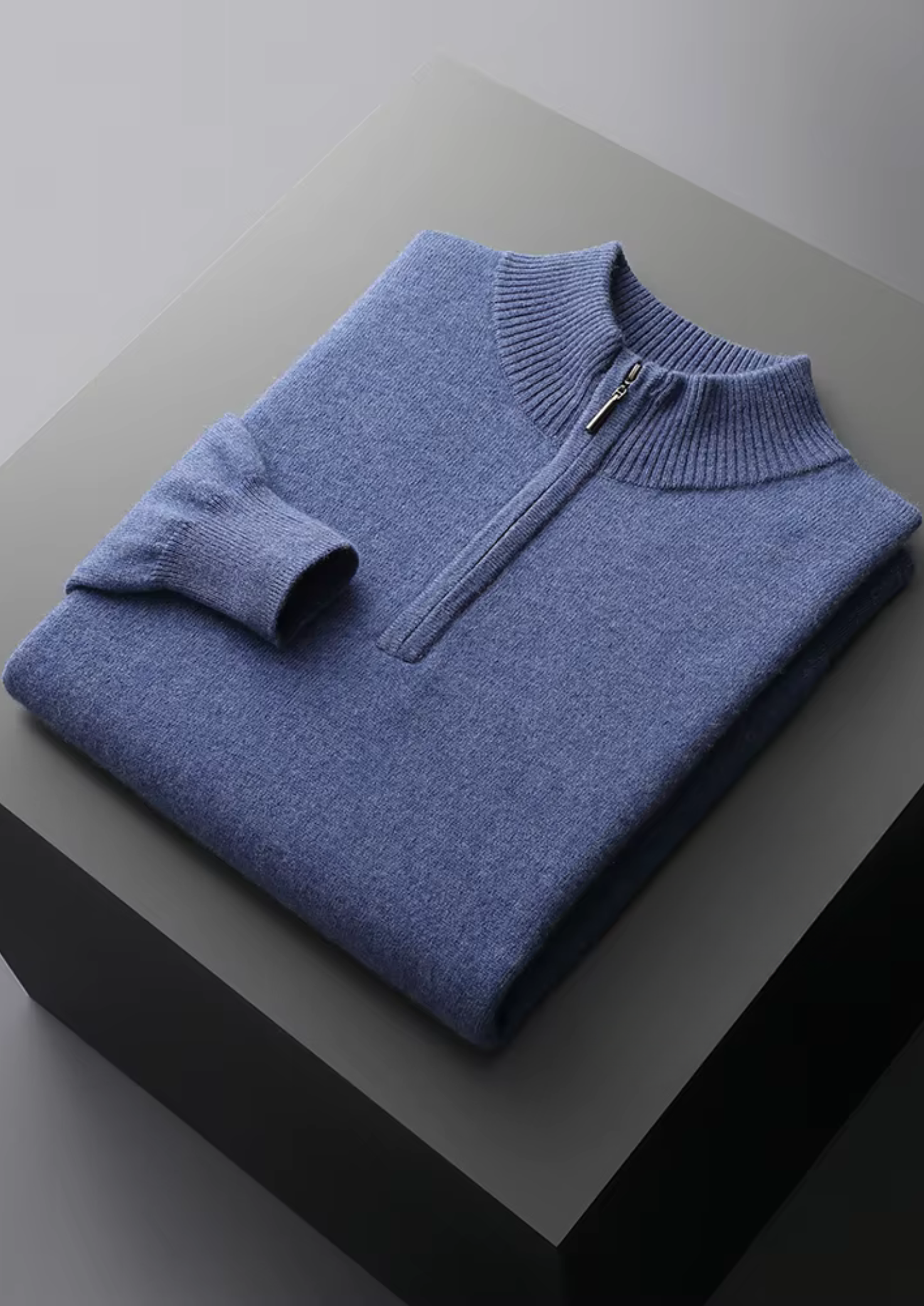 PULL EN LAINE MÉRINOS EXTRA-FINE PURE AVEC DEMI-FERMETURE ÉCLAIR