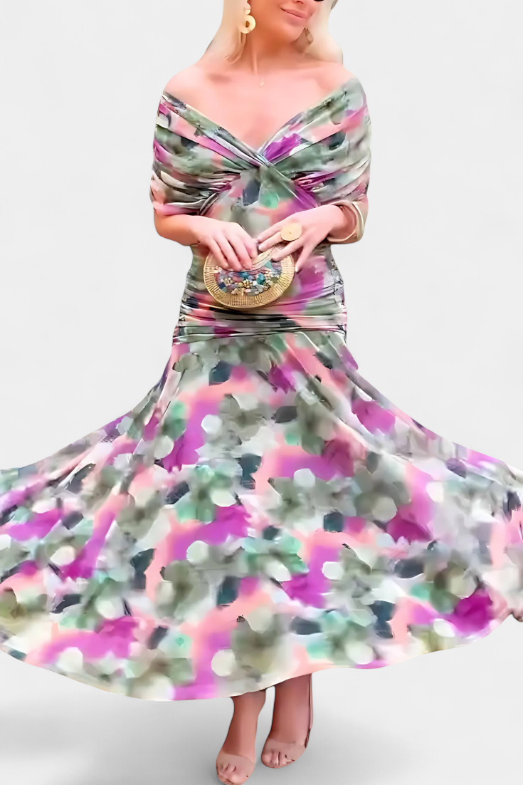 Florendra | Robe longue fleurie à col en V