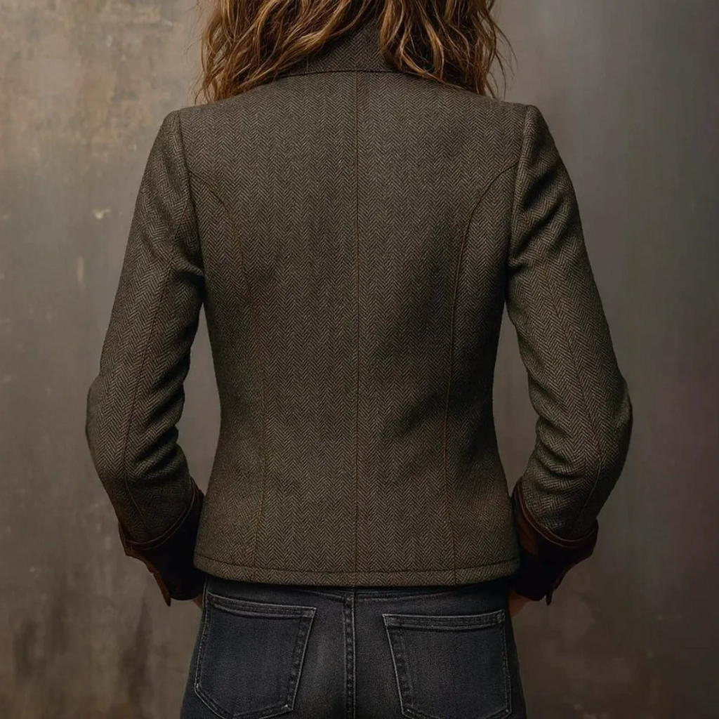 The Lyra — Velvet-Cuff Blazer in Moss