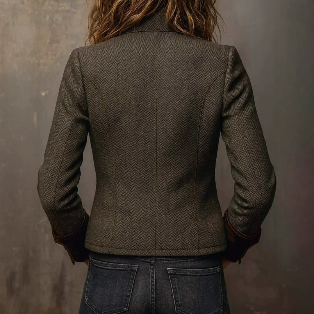 The Lyra — Velvet-Cuff Blazer in Moss