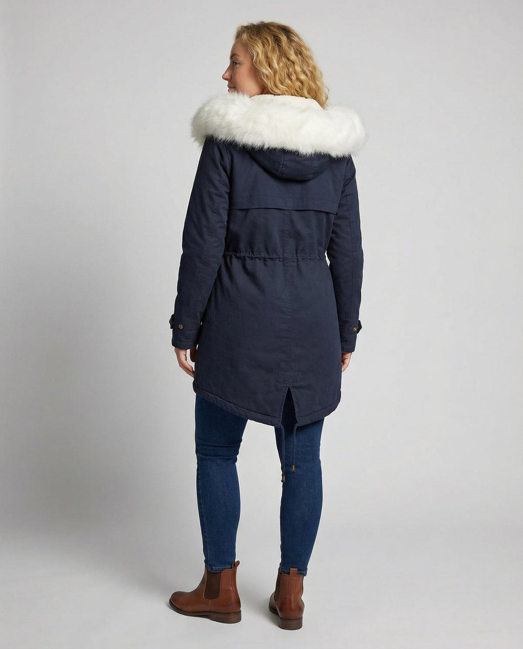 The Sanna Parka — Cobalt Faux Fur Trim
