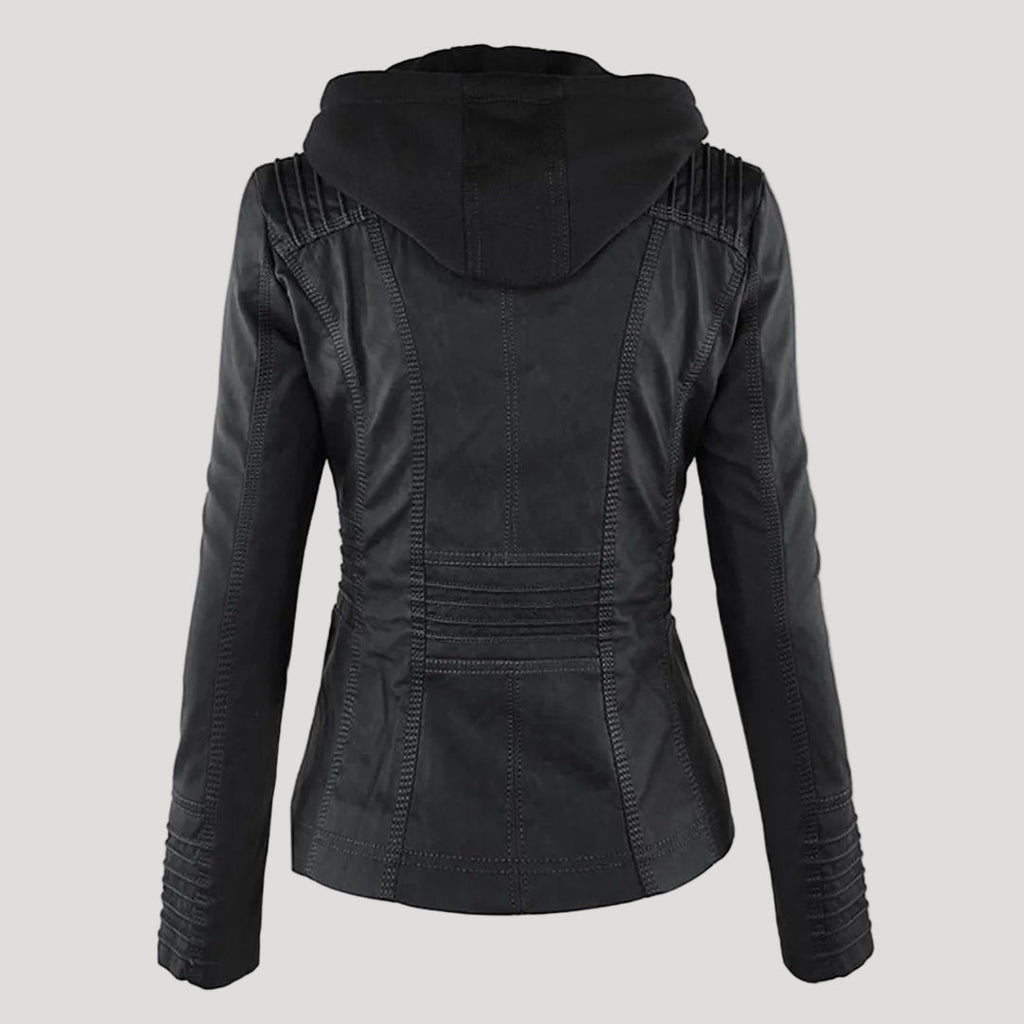 The Oren — Noir Hooded Leather Jacket