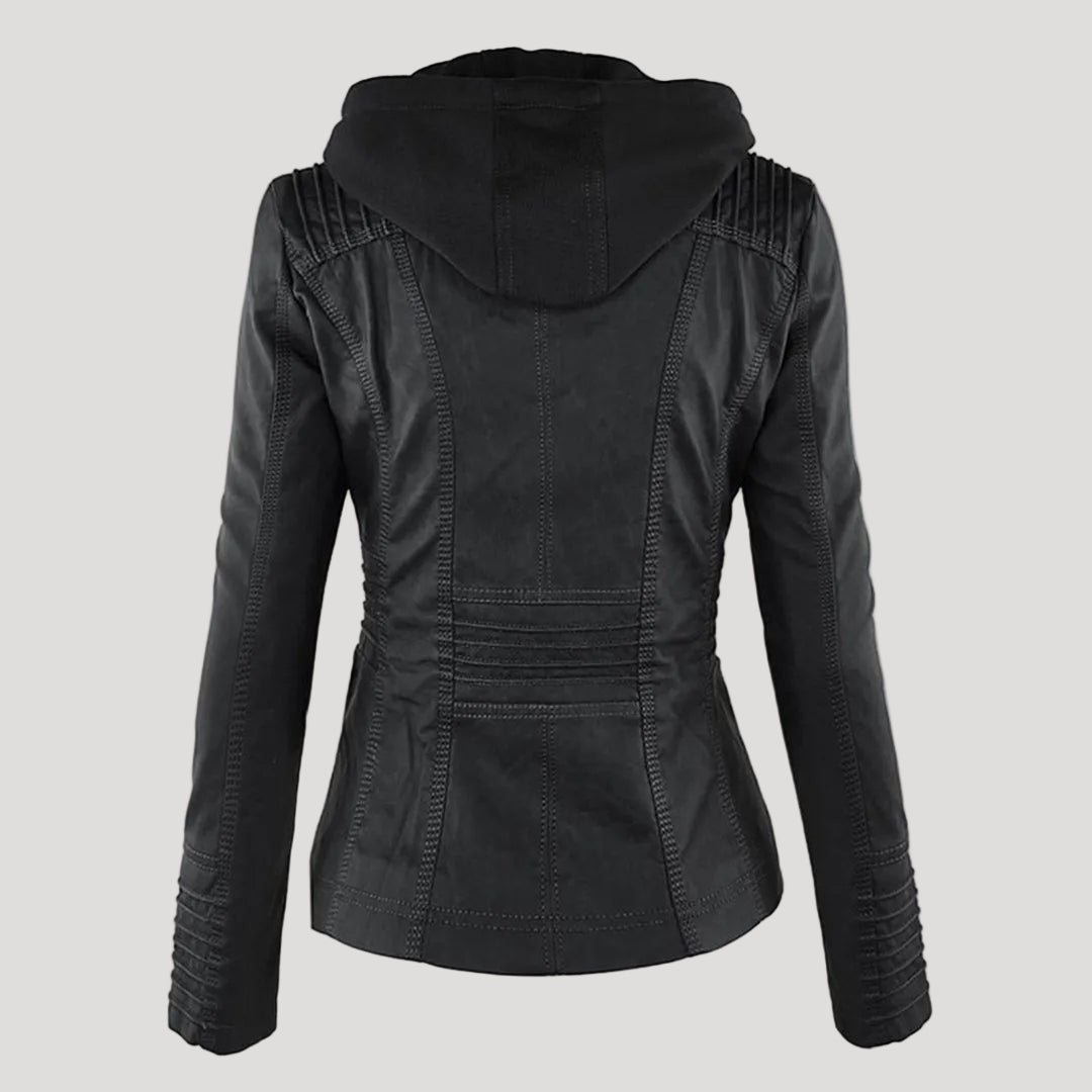 The Oren — Noir Hooded Leather Jacket