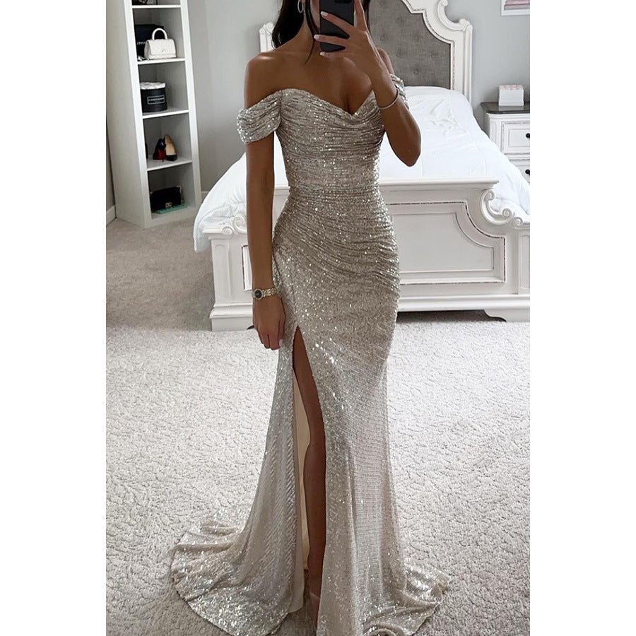 Zelia Gown — Wine Garnet Sequin