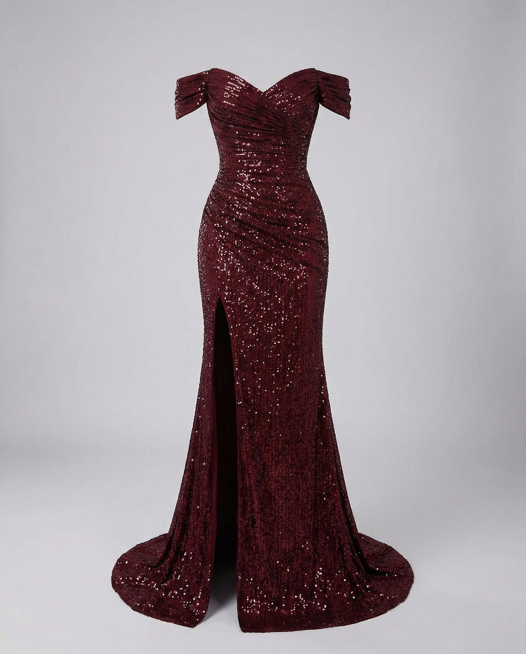 Zelia Gown — Wine Garnet Sequin
