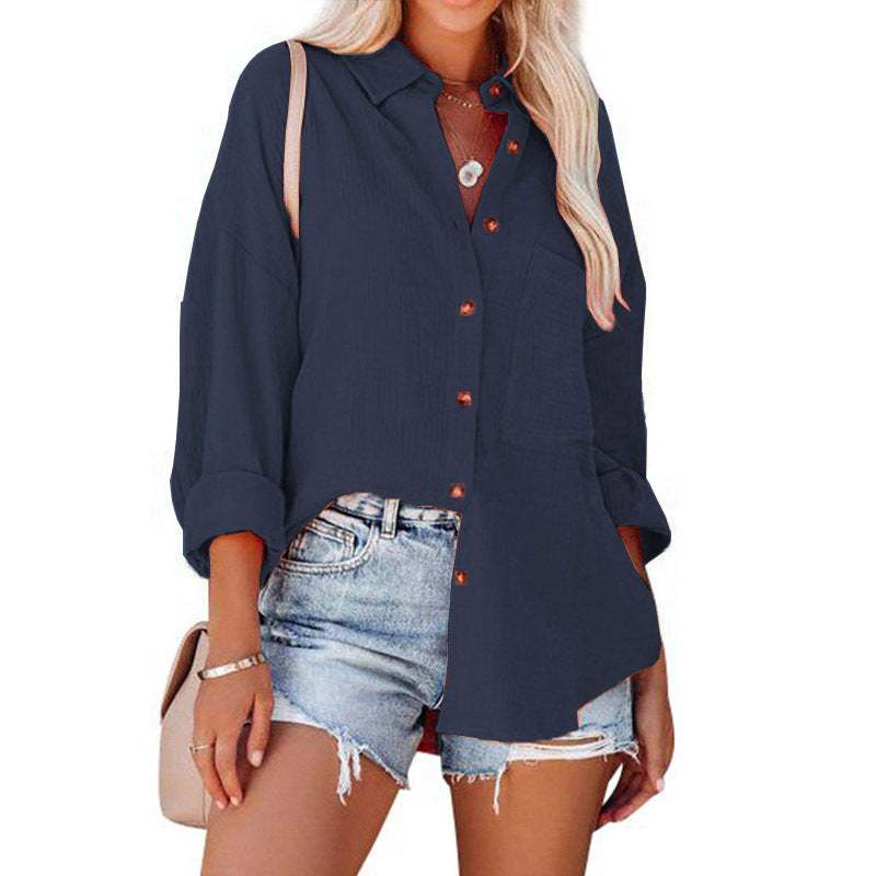 MADELYN | Blouse décontractée à manches longues avec boutons
