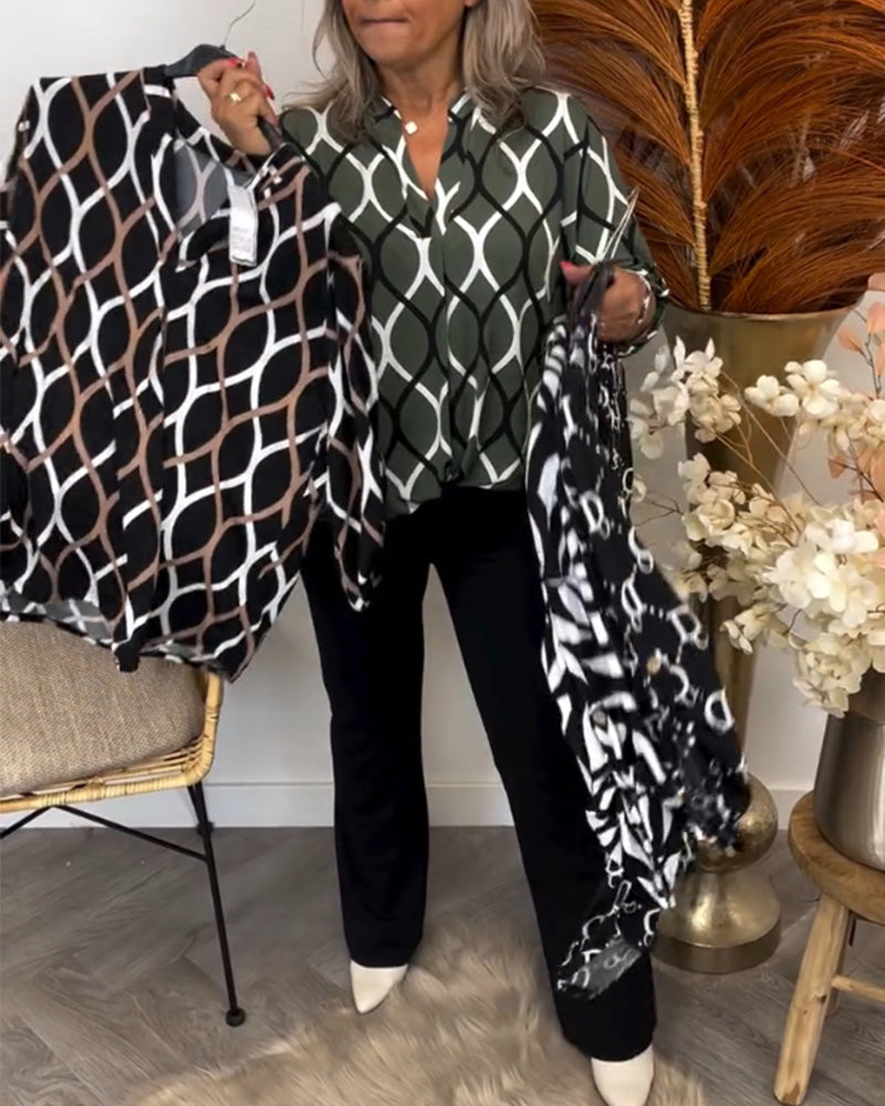 Liora Blouse — Moss Patterned Viscose