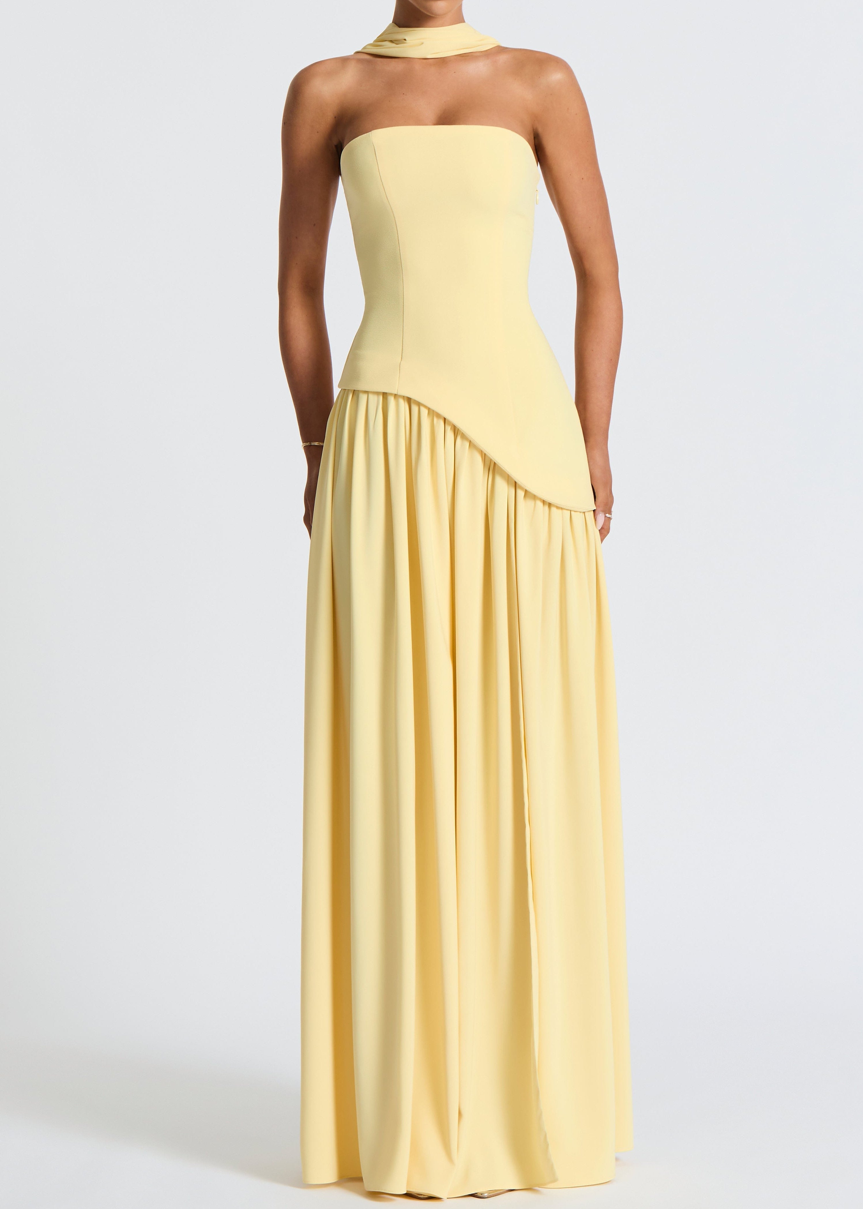 LINA | Robe longue bustier avec fente haute