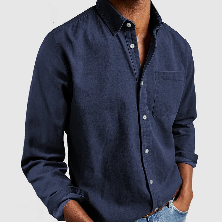 The Liron — Navy Notch Collar Shirt