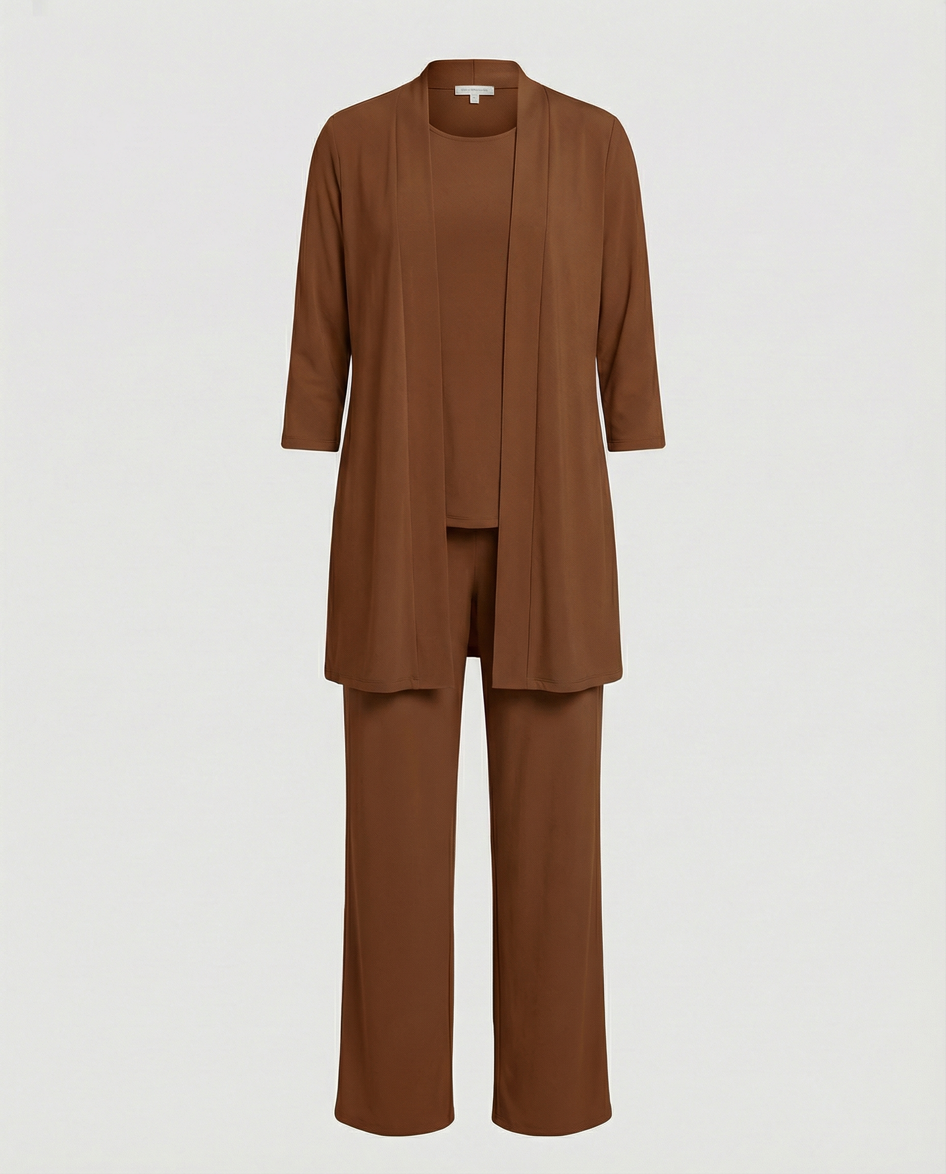 The Liora Set — Slate Open-Front Cardigan & Wide-Leg Pants