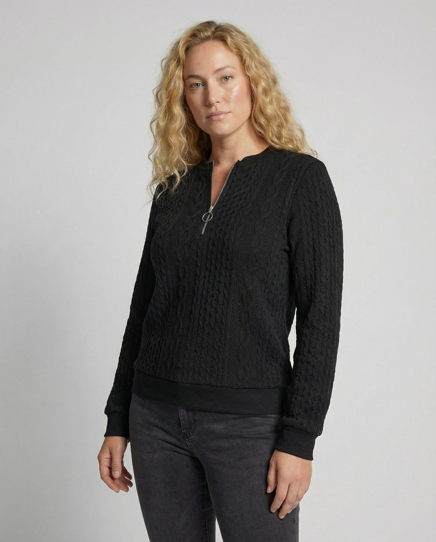 Anoushka Knit — Charcoal Zip Pullover