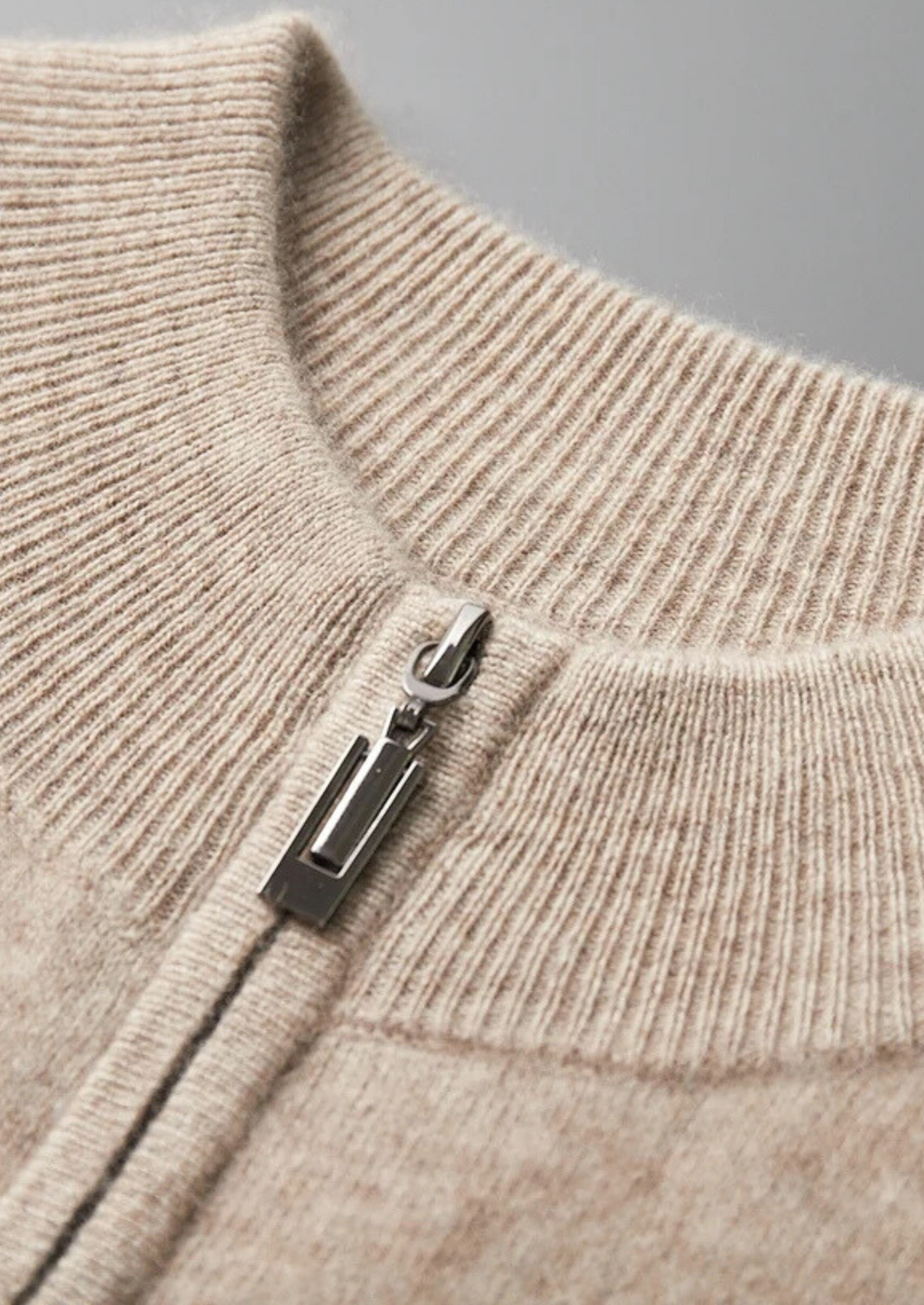 Cardigan zippé bicolore en cachemire premium