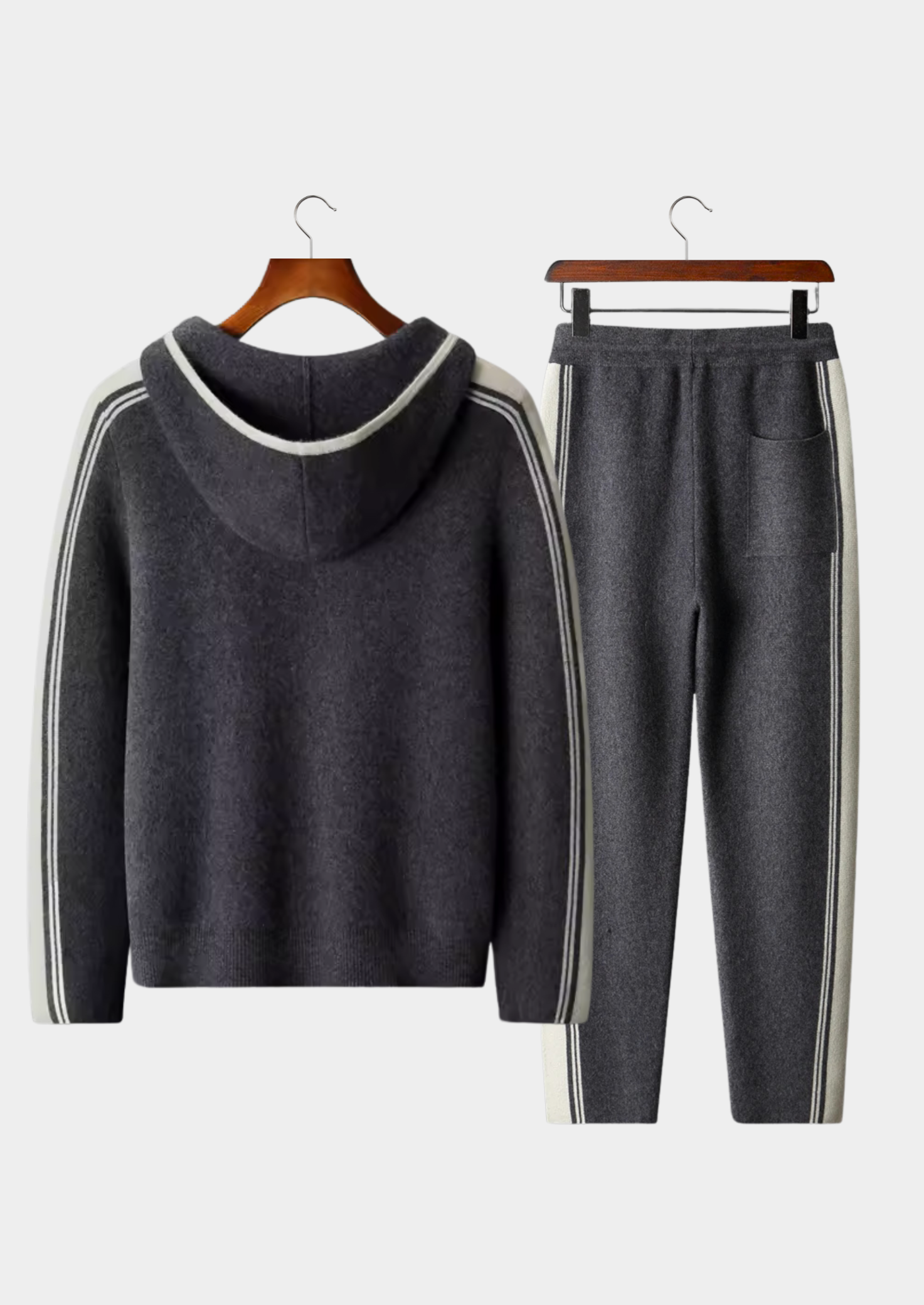 ENSEMBLE DAMIEN EN LAINE MÉRINOS PURE EXTRA-FINE GRIS FONCÉ