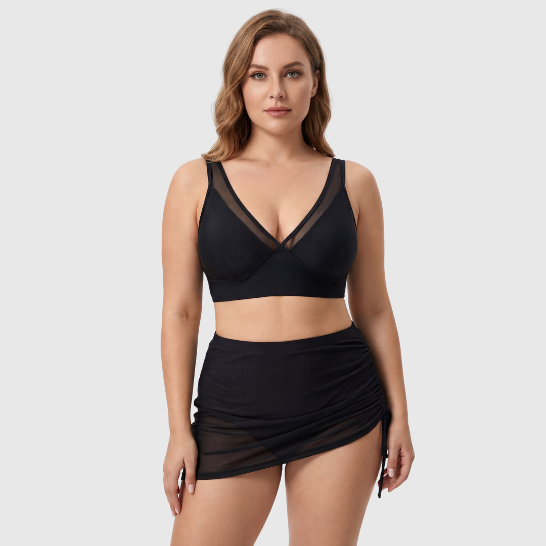 Elara Wrap — Onyx Mesh Bikini