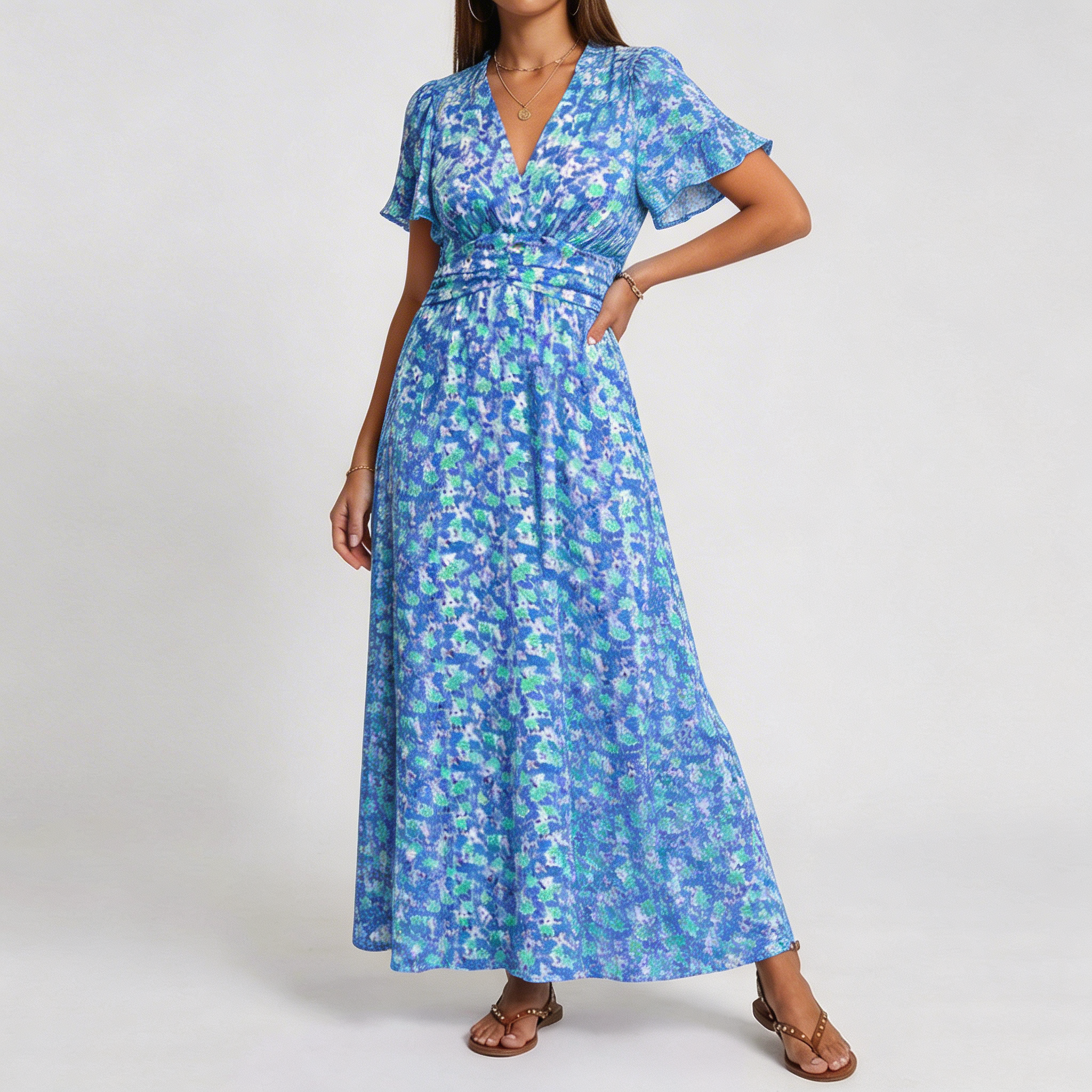 Natalie | Robe Maxi Imprimée Flatante