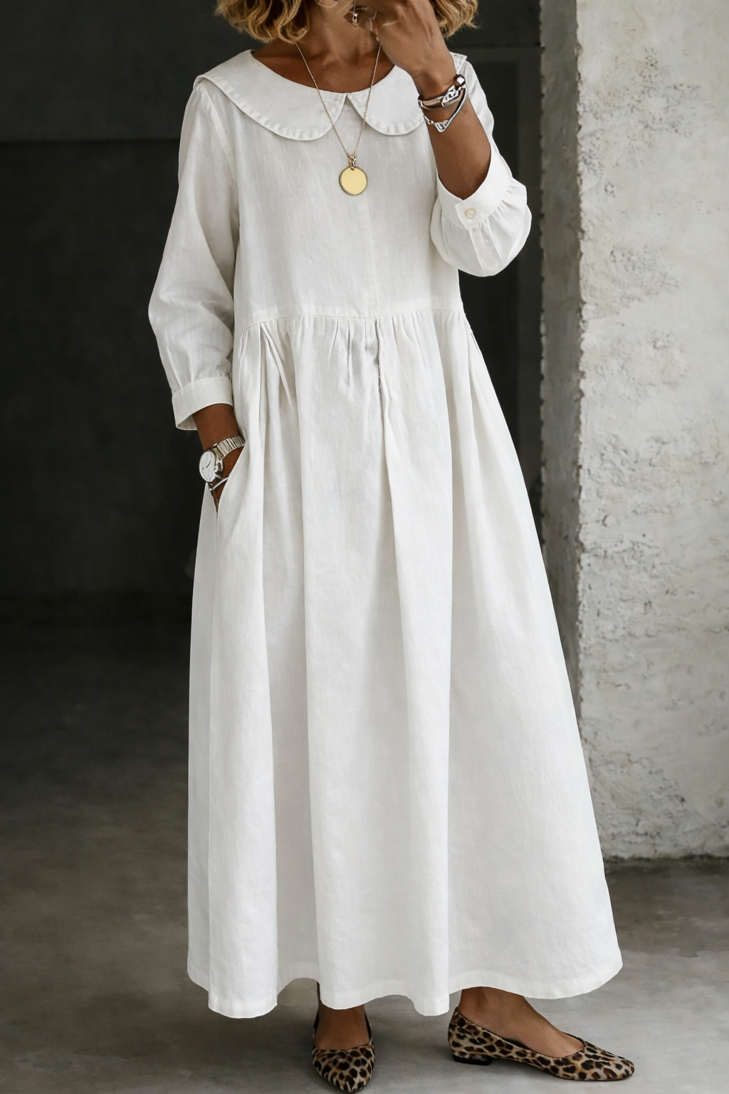 Clara | Robe en jean avec col Claudine