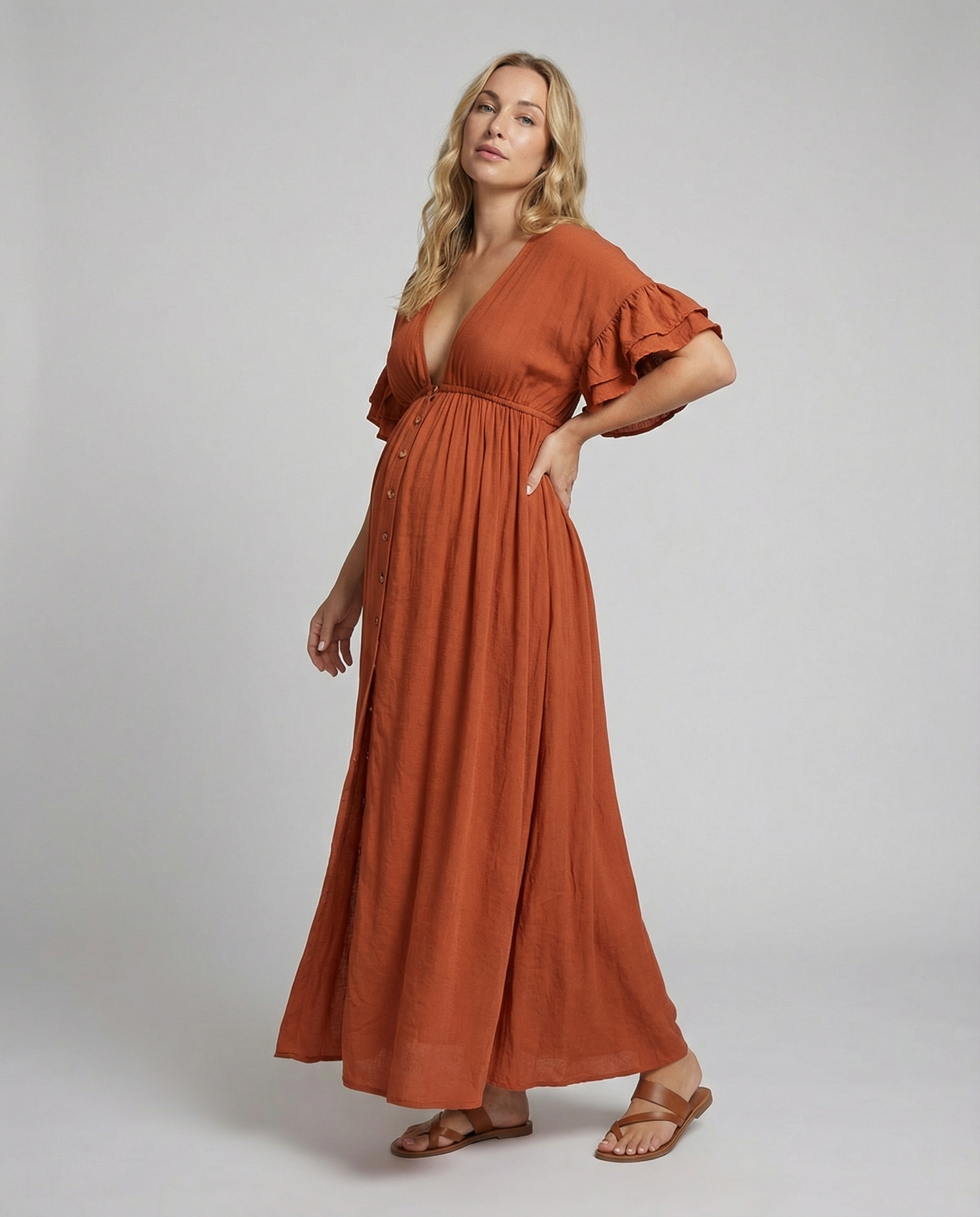 The Elara Maxi — Ember Wrap Dress