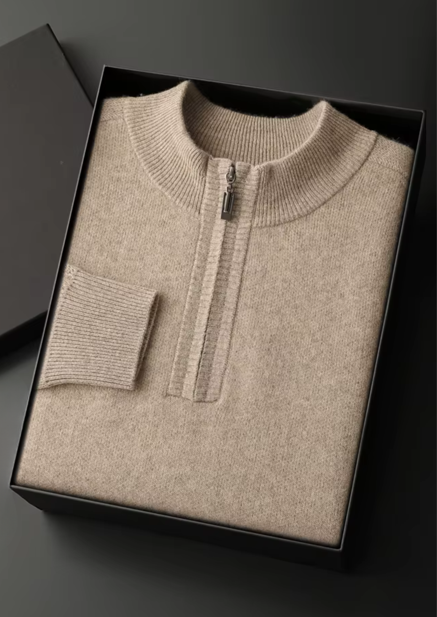 Pull essentiel en cachemire premium à demi-fermeture éclair