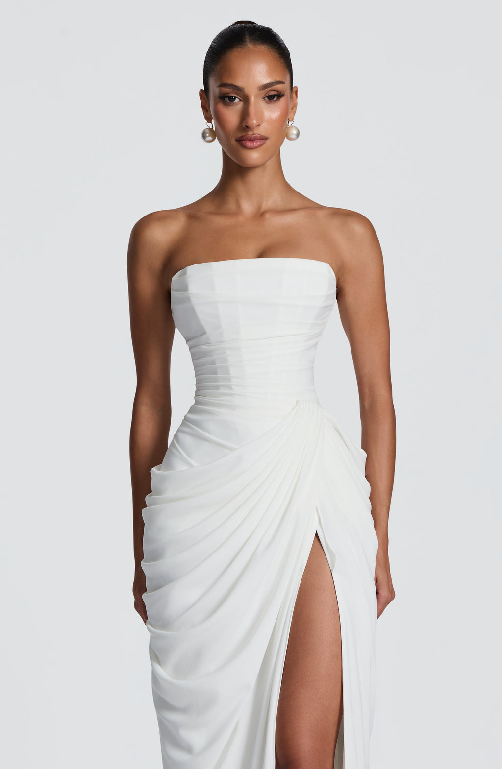 HANNAH | Robe Maxi Chic avec Détail Drapé et Fente Haute