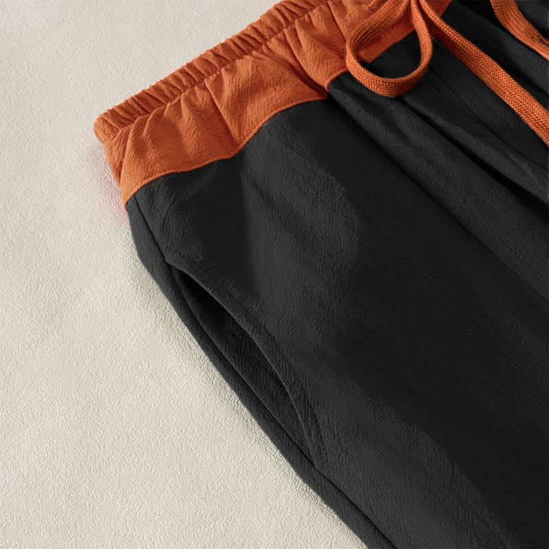 Pantalon Harem Décontracté en Coton à Cordon, Uni, avec Poches, Printemps, Femme, Style Pierres de Bouddha