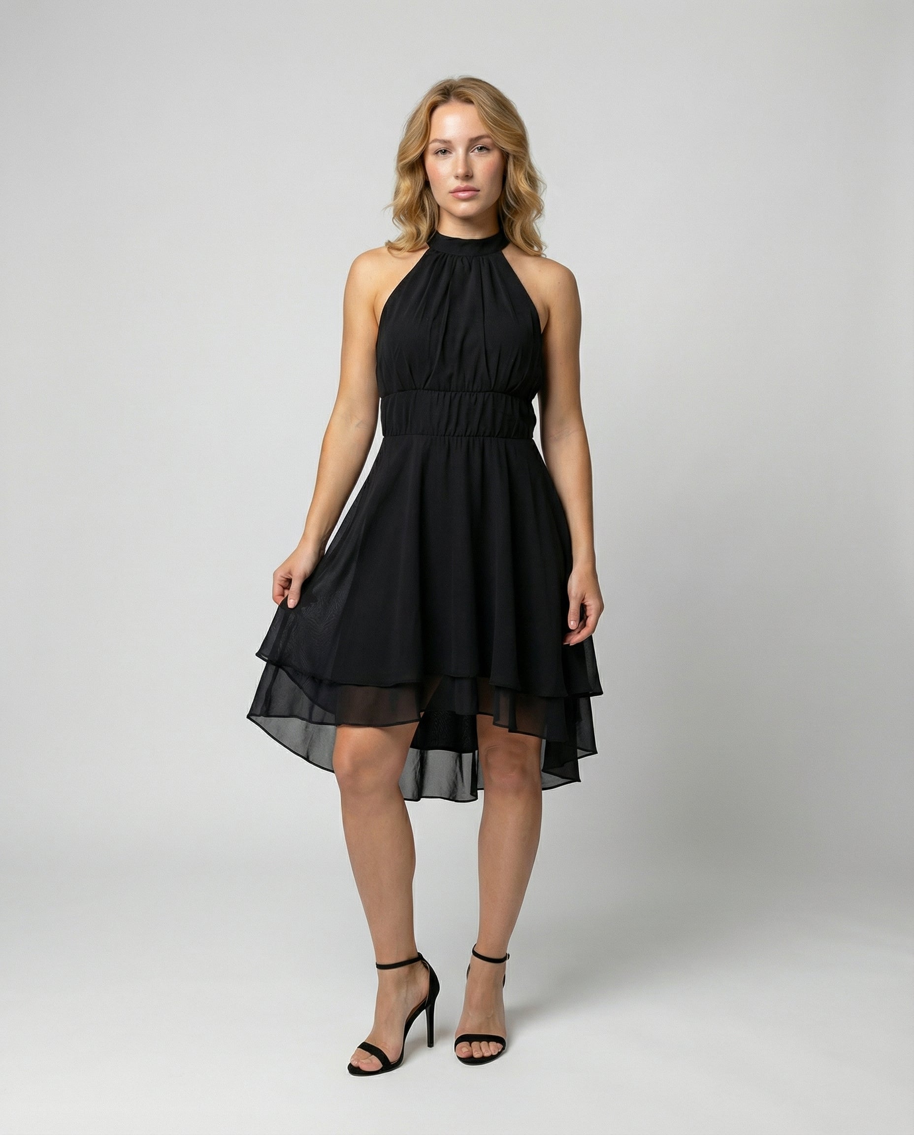 Isla Ruffle Dress — Midnight