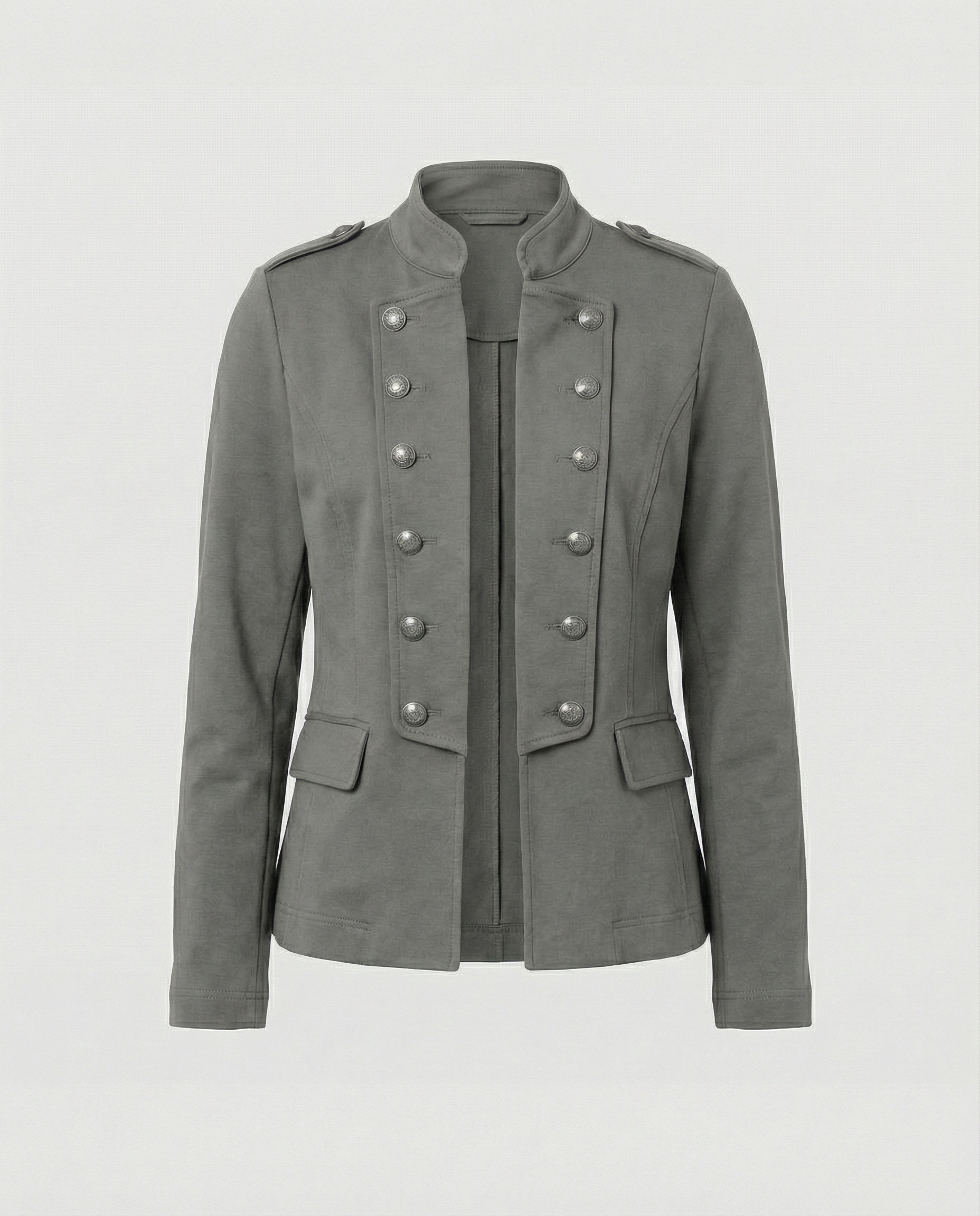 Elara — Army Green Stand-Collar Blazer