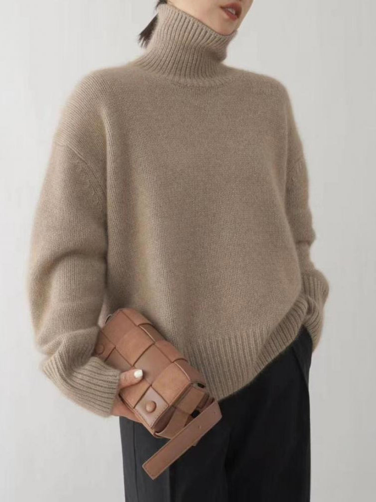 Olivera — Relaxed Turtleneck Knit in Sandstone