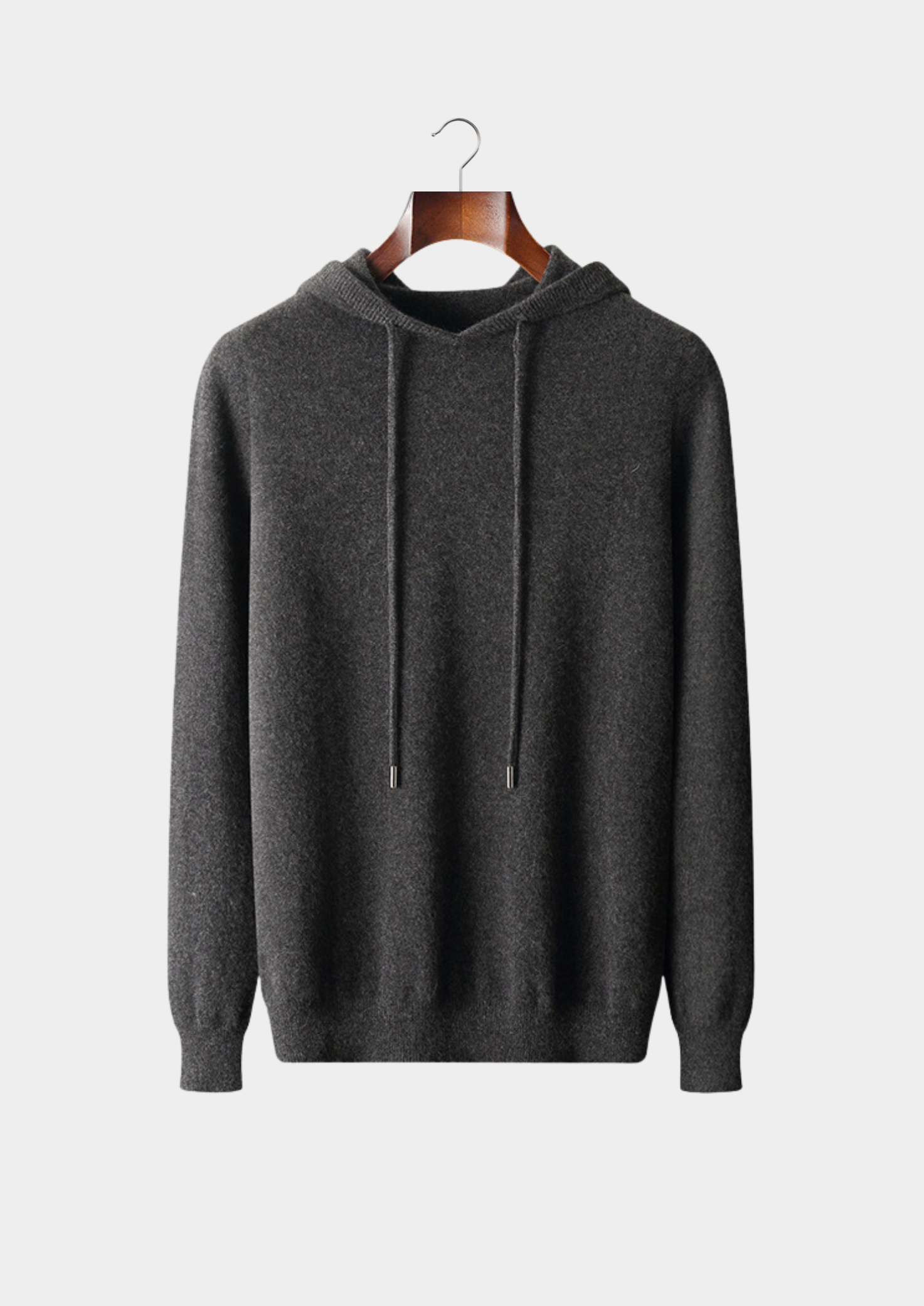 Sweat à capuche de loisir en laine mérinos extra-fine pure gris foncé