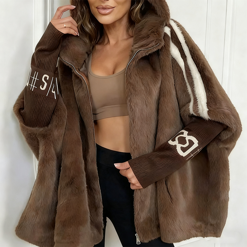 The Elka — Walnut Oversized Fur Coat