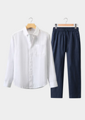 ENSEMBLE D'ÉTÉ DOLCEVITA MANCHES LONGUES - BLEU MARINE/BLANC