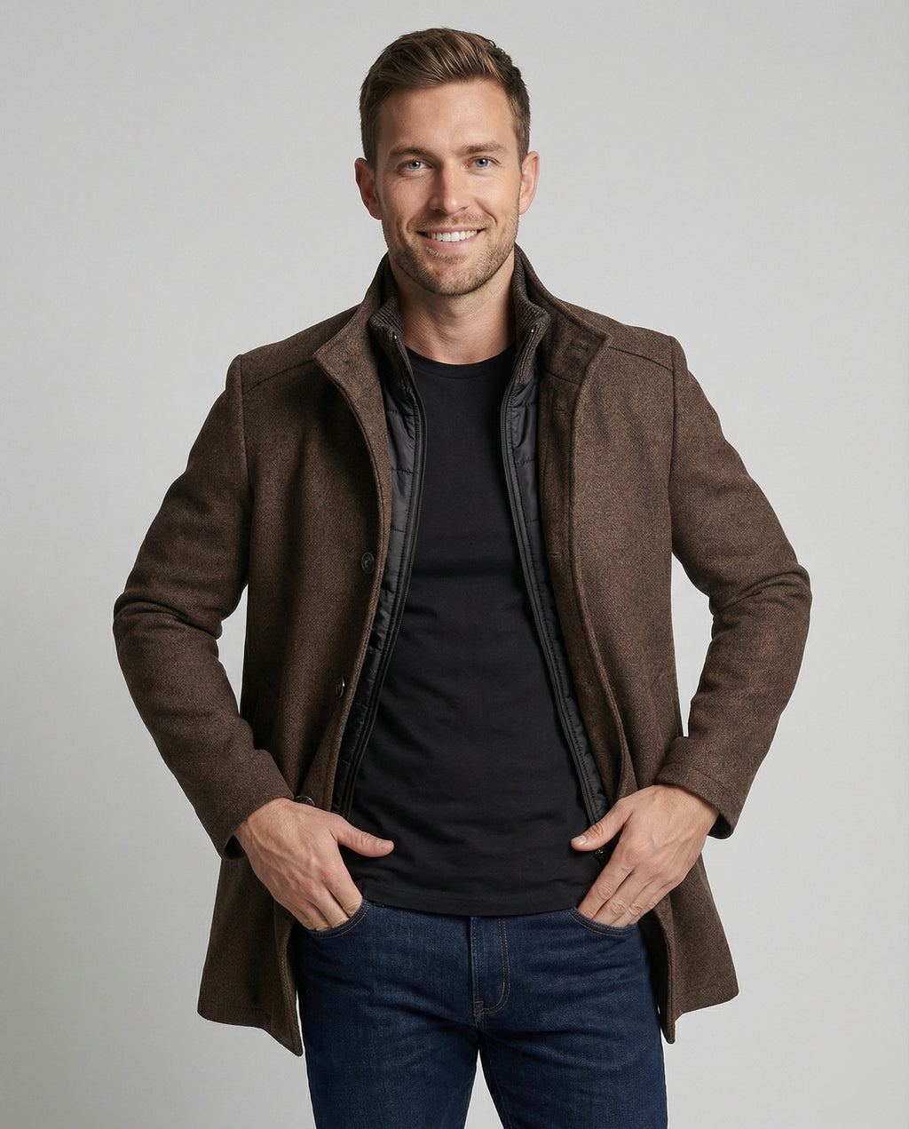 The Alderan Overcoat — Chestnut Wool Blend with Quilted Liner