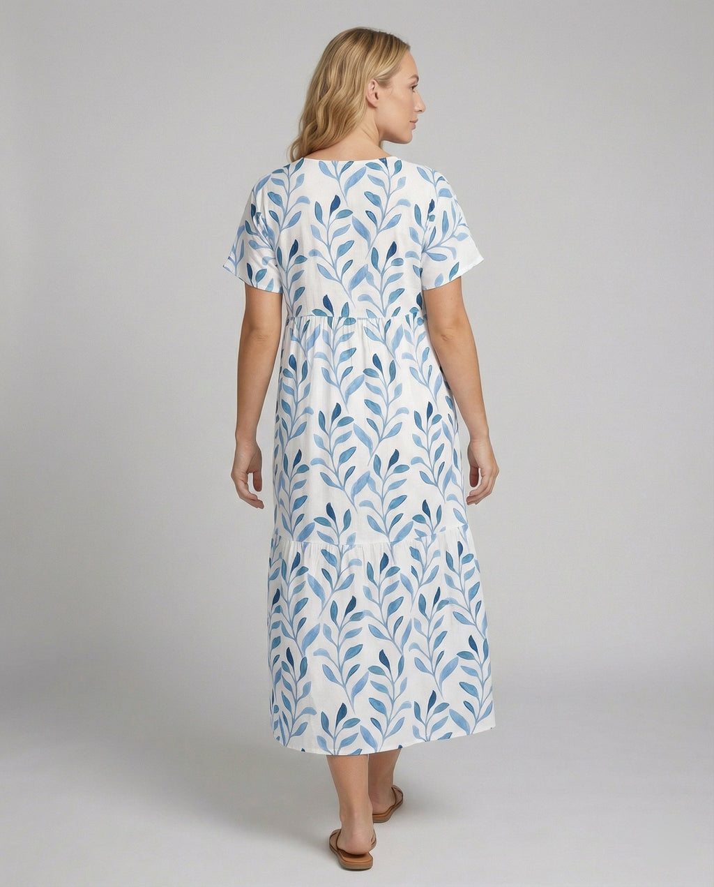 The Elara — Blue Leaf Maxi Dress