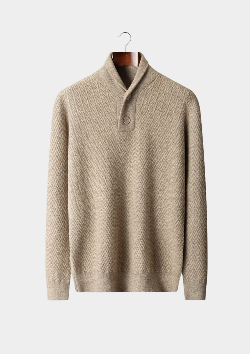 Pull en cachemire premium à boutons et motif zigzag