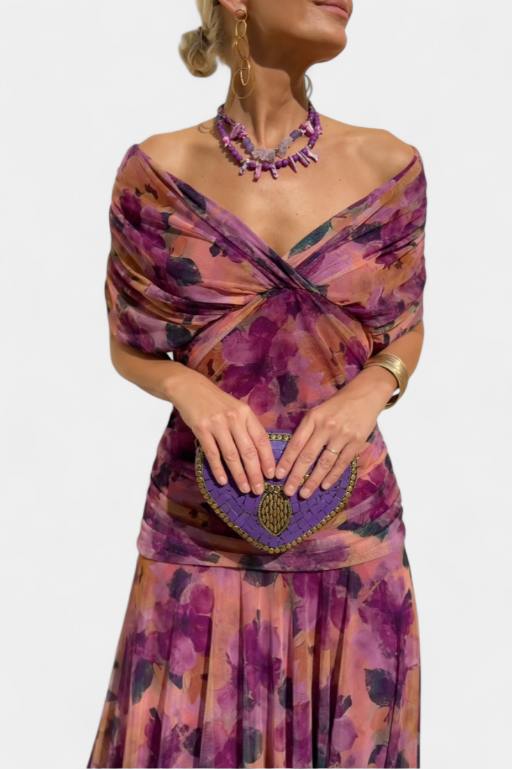 Florendra | Robe longue fleurie à col en V