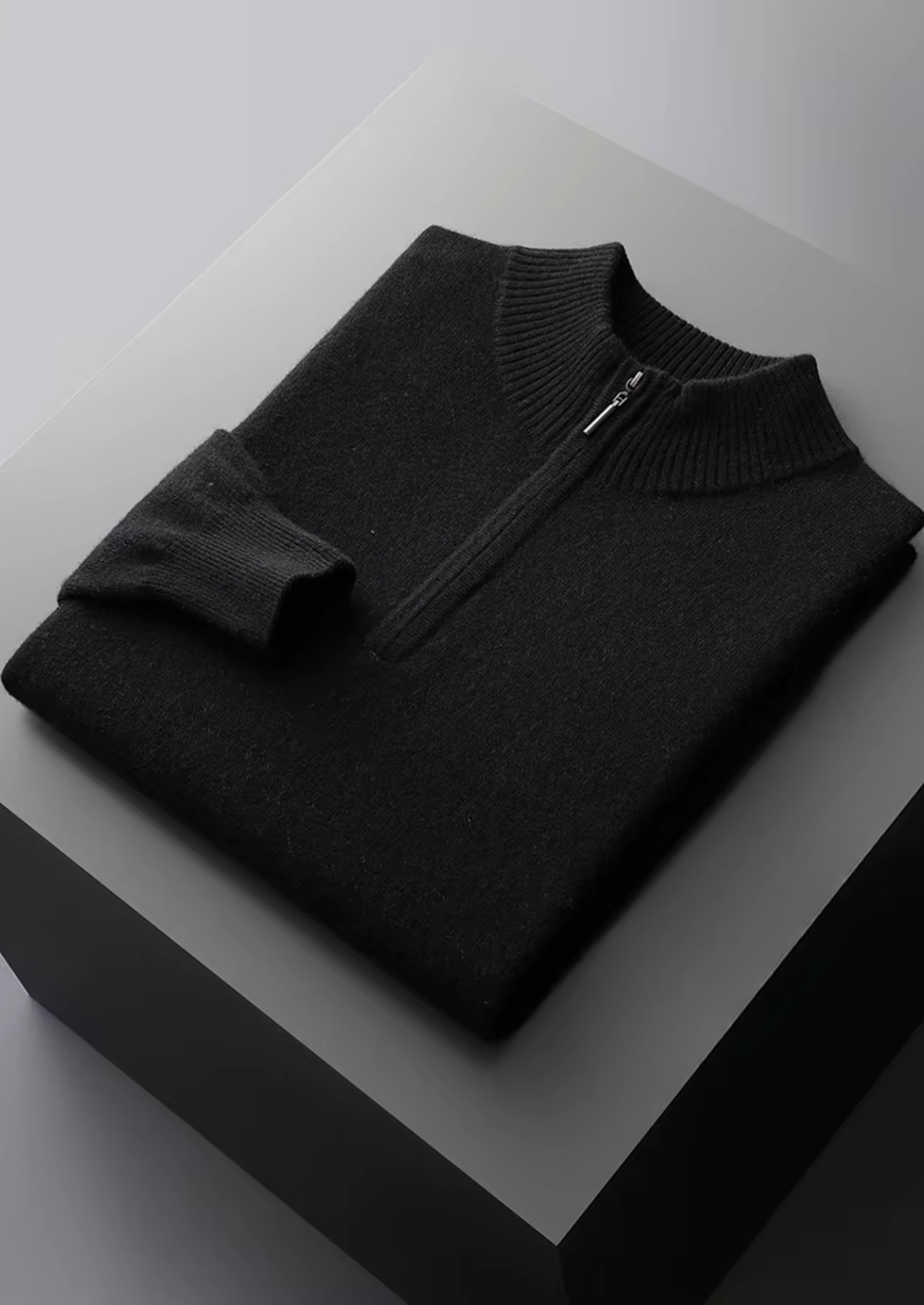 PULL EN LAINE MÉRINOS EXTRA-FINE PURE AVEC DEMI-FERMETURE ÉCLAIR