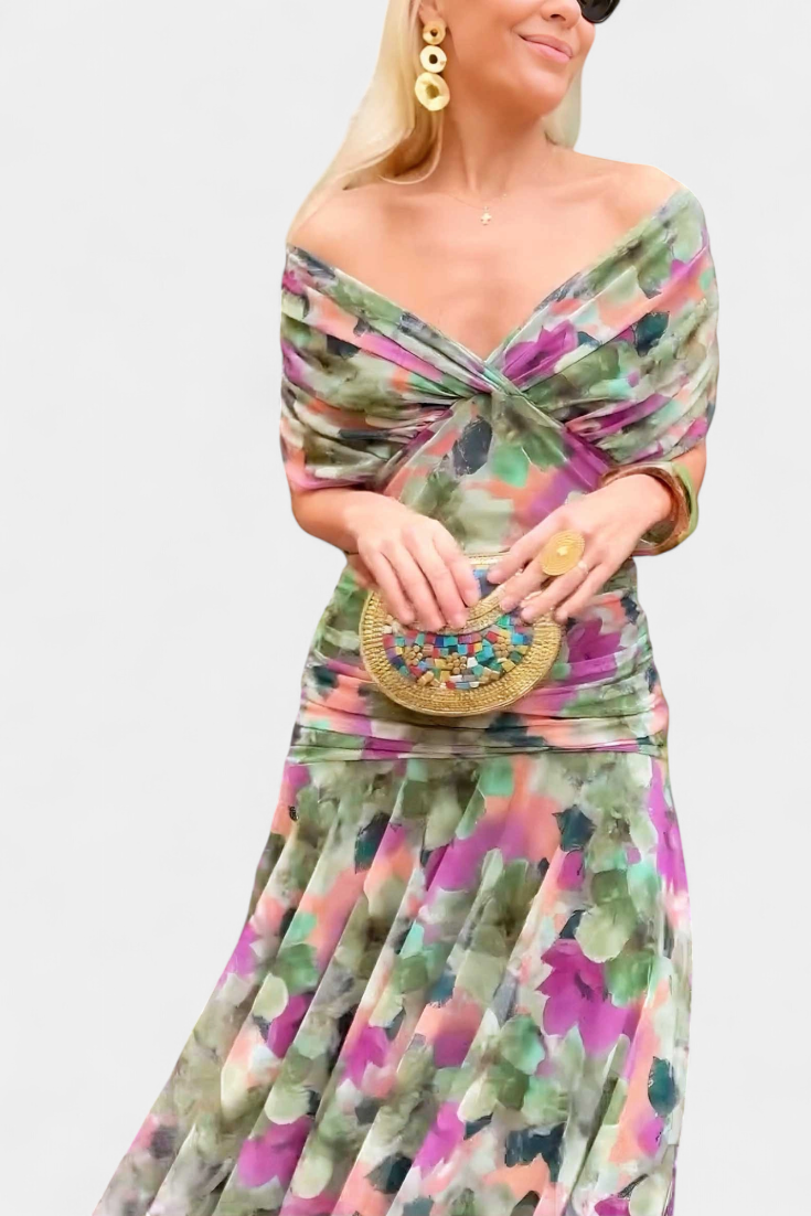 Florendra | Robe longue fleurie à col en V