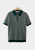 Polo zippé texturé géométrique vert