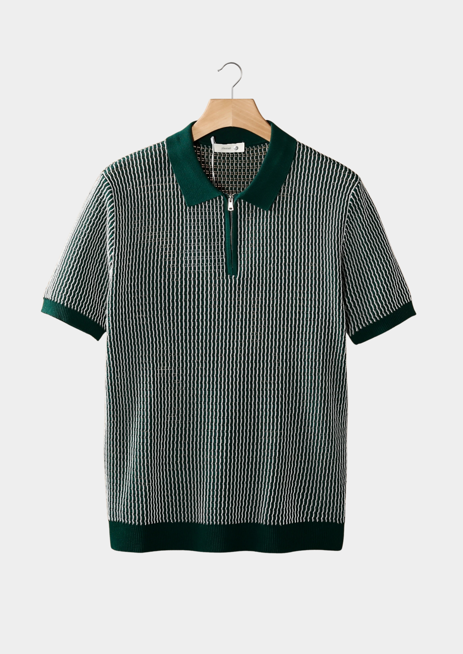 Polo zippé texturé géométrique vert