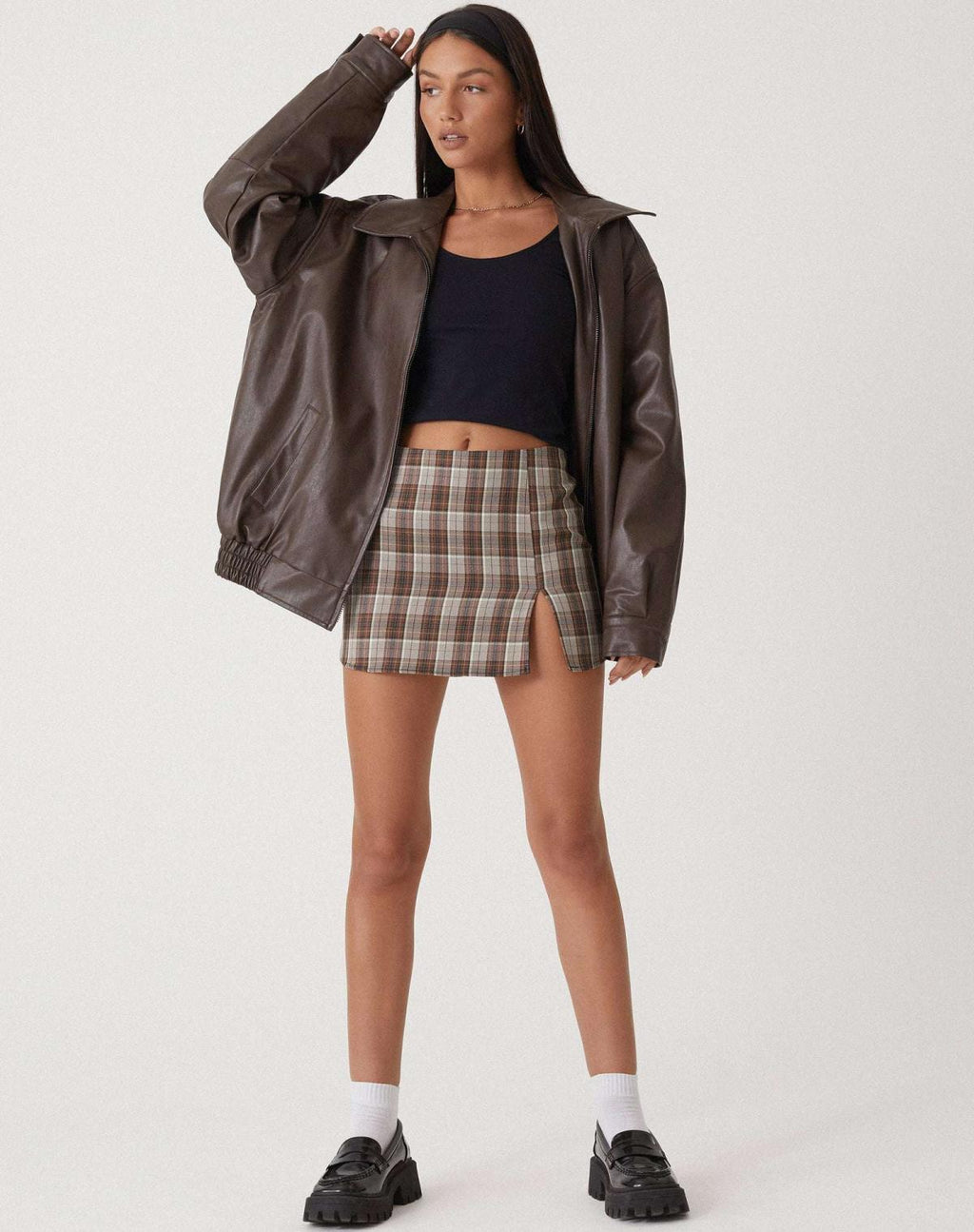 Tova — Bitter Chocolate Oversized Leather Jacket