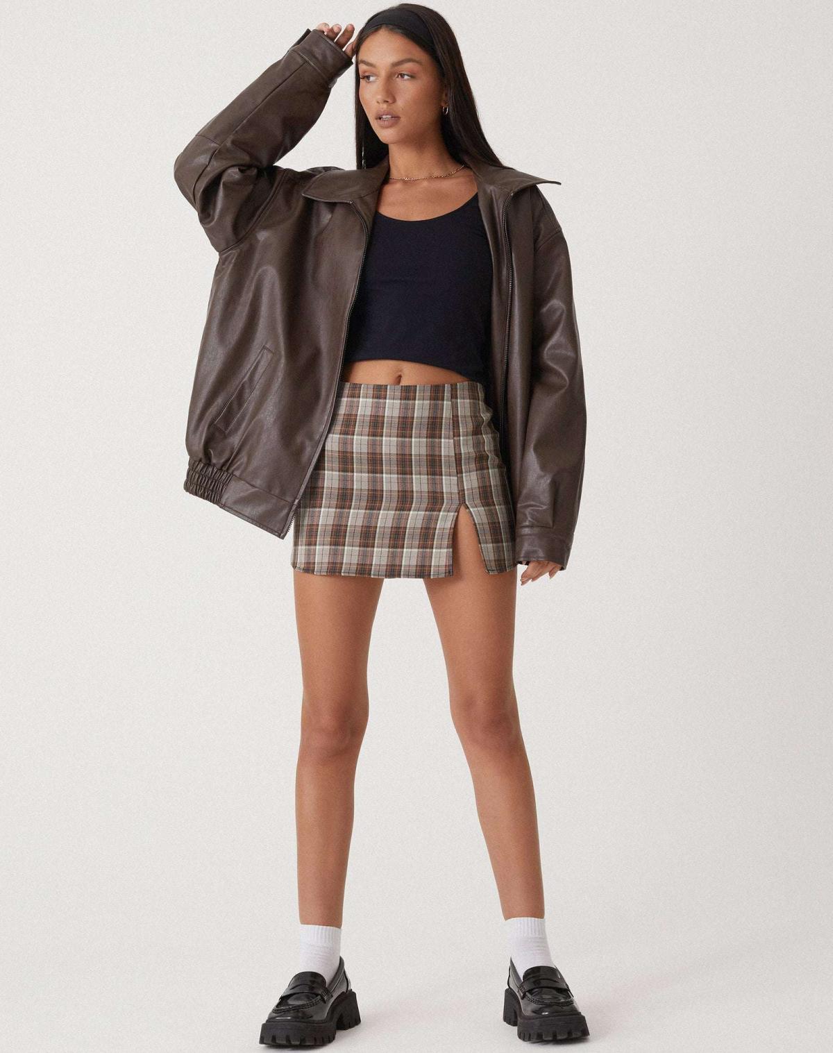 Tova — Bitter Chocolate Oversized Leather Jacket