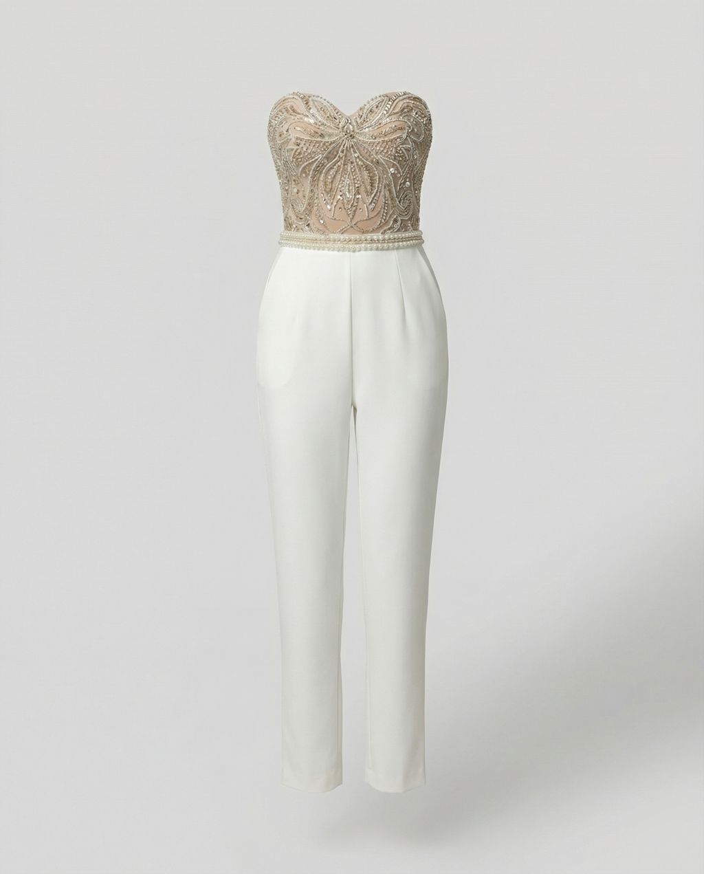 Elara Pearl — Ivory Embellished Jumpsuit